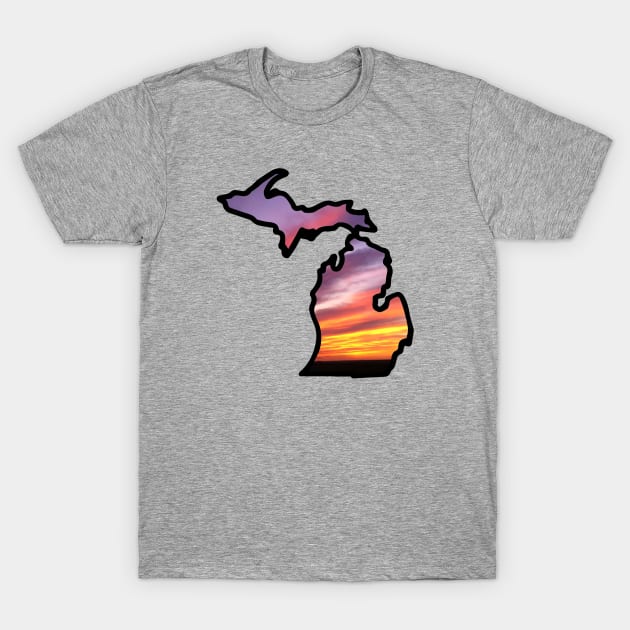 Michigan Mitten with Sunset Background T-Shirt by oggi0